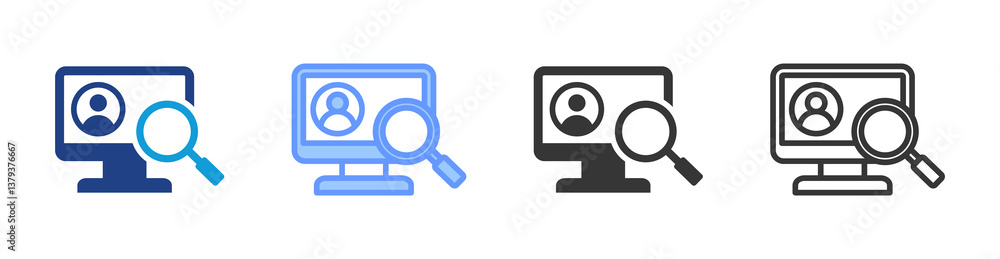 Poster Online Search Identity icon set multiple style collection