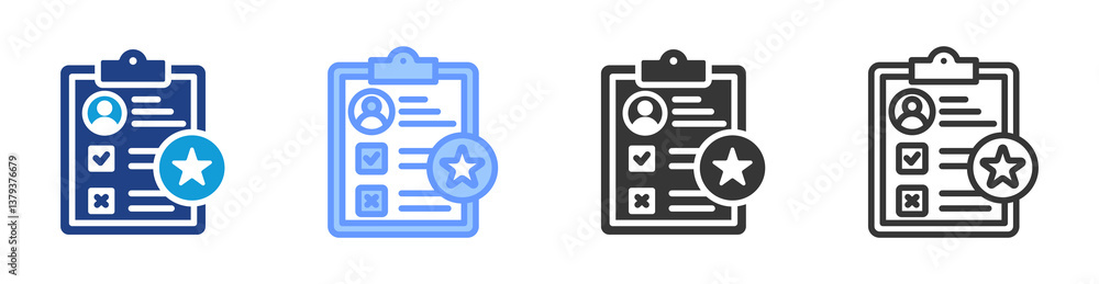 Poster Reputation Assessment icon set multiple style collection