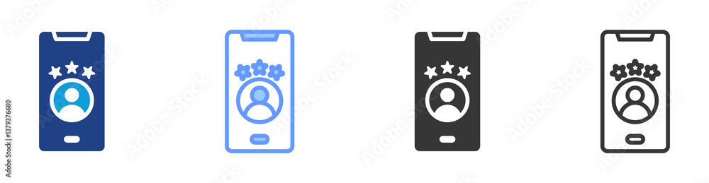 Poster online reputation icon set multiple style collection