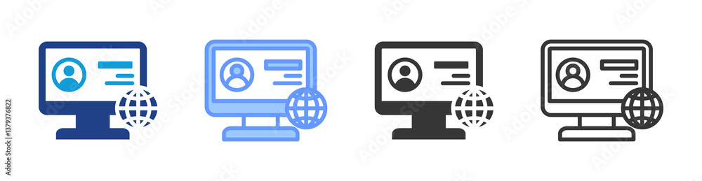 Poster online presence icon set multiple style collection