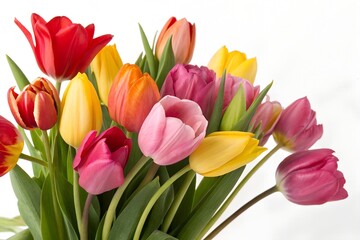 bouquet of tulips isolated on white background