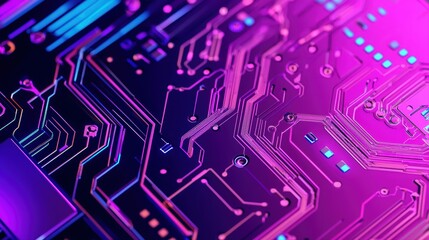 Abstract close-up of colorful circuit board design