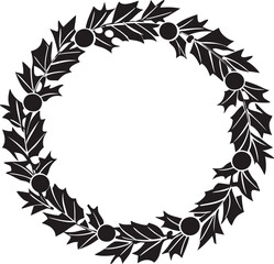 Naklejka premium Silhouette Christmas Wreath Vector – Festive Holiday Decoration on White Background