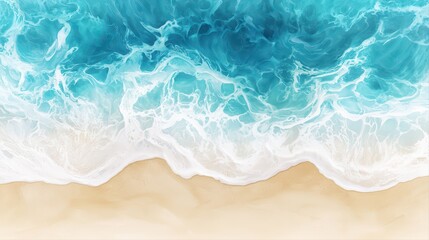 Obraz premium Serene ocean waves crashing on a sandy beach shore