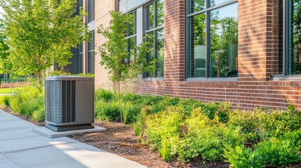 A high-efficiency HVAC system installed in a contemporary home, designed for energy savings.