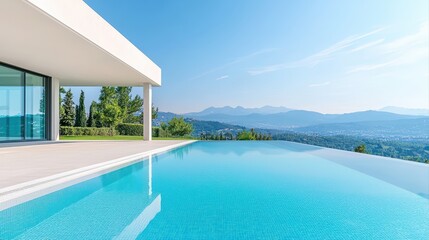 Fototapeta premium Modern villa with infinity pool and scenic view