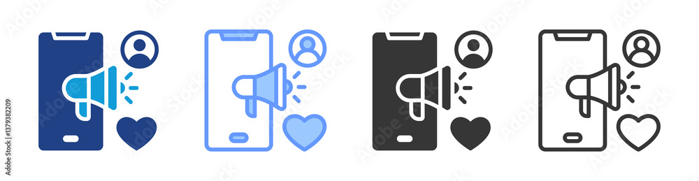 Aufkleber social ads icon set multiple style collection