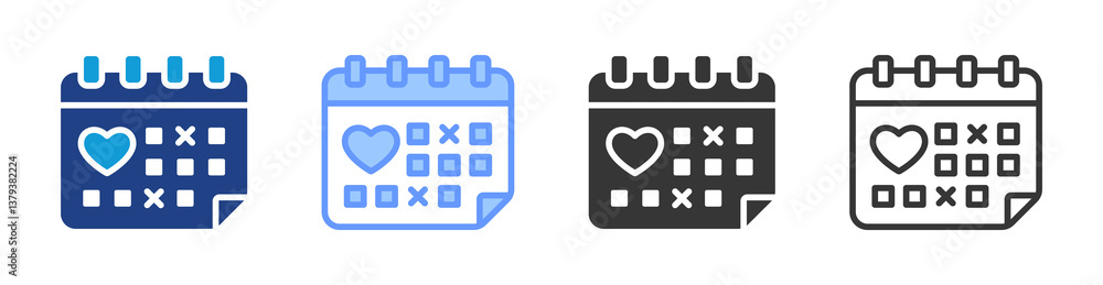 Poster social media calendar icon set multiple style collection