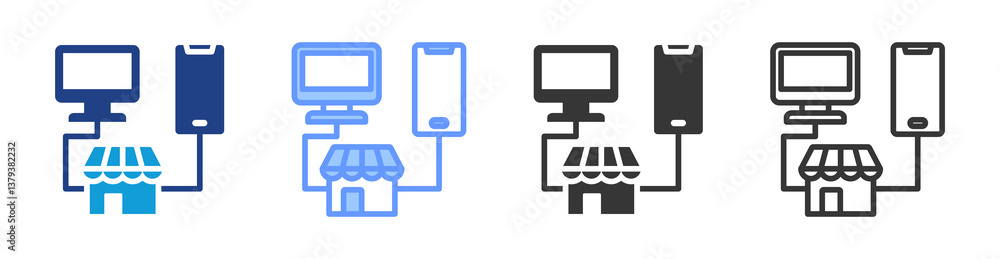 Aufkleber cross platform marketing icon set multiple style collection