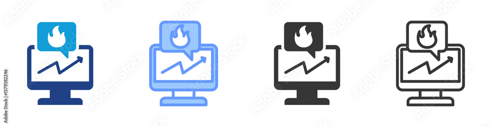 Poster Trend Monitoring icon set multiple style collection