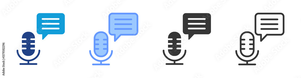 Poster Podcasting icon set multiple style collection