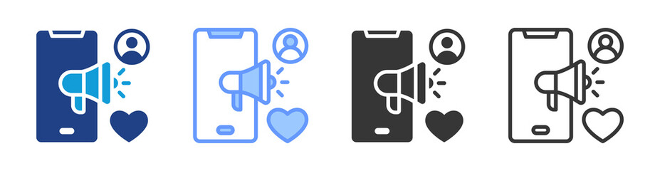 Social Ads icon set multiple style collection