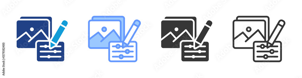 Poster Image Editing icon set multiple style collection