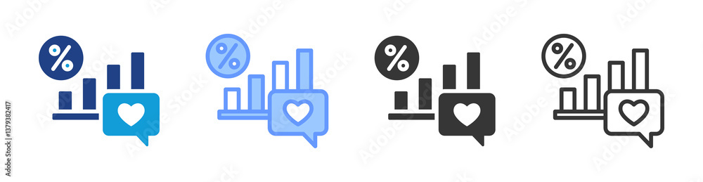 Poster engagement rate icon set multiple style collection
