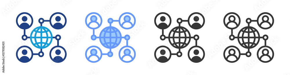 Poster Online Communities icon set multiple style collection