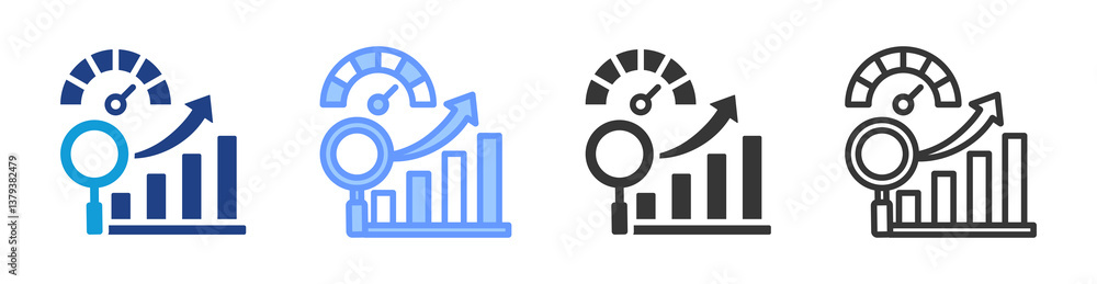 Aufkleber Performance Analysis icon set multiple style collection