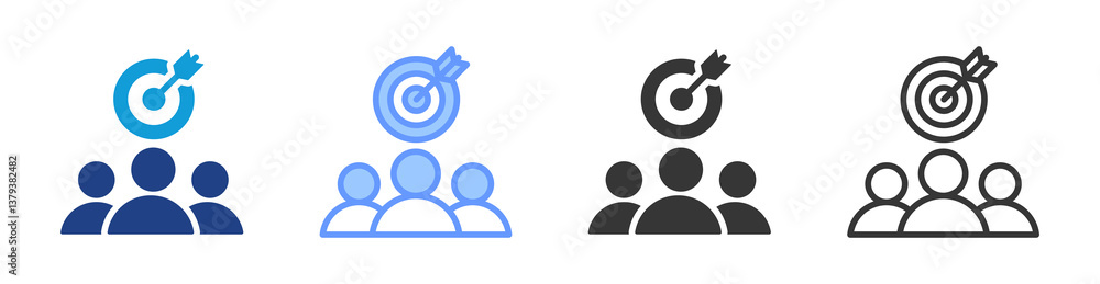 Poster target audience icon set multiple style collection