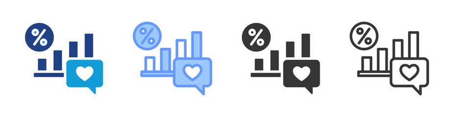 Engagement Rate icon set multiple style collection