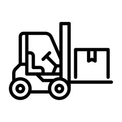 forklift outline icon. loading package black line illustration.