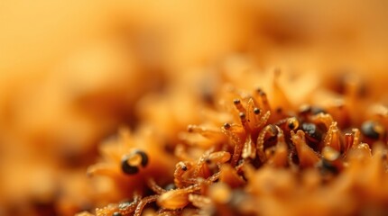 Close Up View of Seed Spores with Rich Orange Brown Tones