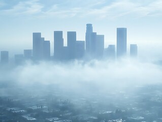 Fototapeta premium LA Skyline with Foggy Morning.
