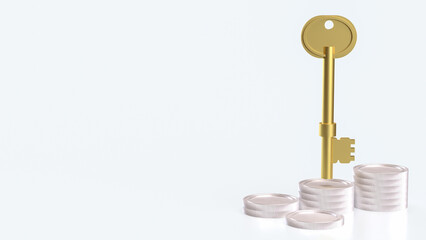 The Key and coins for Business concept 3d Rendering.
