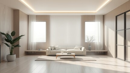 Fototapeta premium Interior design of a modern living room with natural light