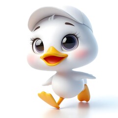 Obraz premium 흰 배경, 오리, 애니메이션 아트, jpeg (white background, duck, animation art, jpeg) 