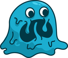 Cute Monster Slime Character Vector Illustration as Toothy and Furry Mutant with Friendly Face Vector	
