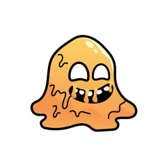 Cute Monster Slime Character Vector Illustration as Toothy and Furry Mutant with Friendly Face Vector	
