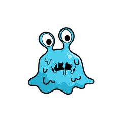 Cute Monster Slime Character Vector Illustration as Toothy and Furry Mutant with Friendly Face Vector	
