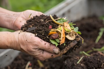 hands holding compost