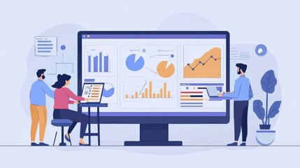 Fototapeta premium Team Collaboration on Data Analysis Dashboard