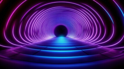 Fototapeta premium Abstract Neon Tunnel of Vivid Colors