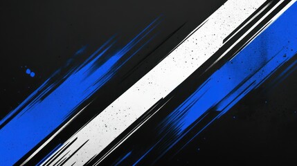 Abstract Blue, White, and Black Diagonal Brush Strokes