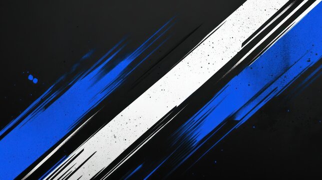 Abstract Blue, White, and Black Diagonal Brush Strokes