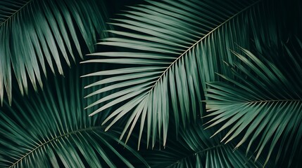 Lush Green Palm Fronds Closeup.