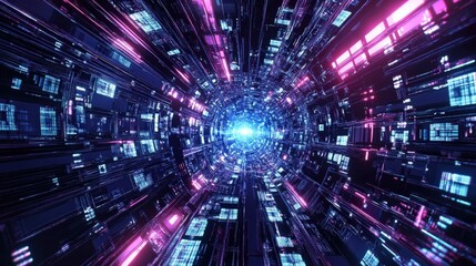 Futuristic Digital Tunnel Perspective