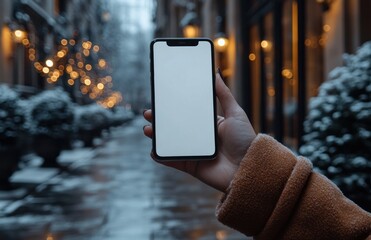 Smartphone Mockup with Blank Screen in Hand for Advertising and Marketing Use