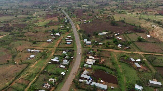 Aerial View Of Kako Village And Rural Landscape In Omo Valley, Ethiopia.