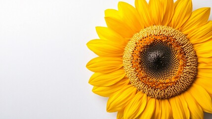 Obraz premium Golden sunflower bloom right. Bright petals detail, soft background contrasts. Delicate flower close-up