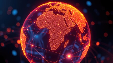 Obraz premium A glowing globe with connected lights in a dark space