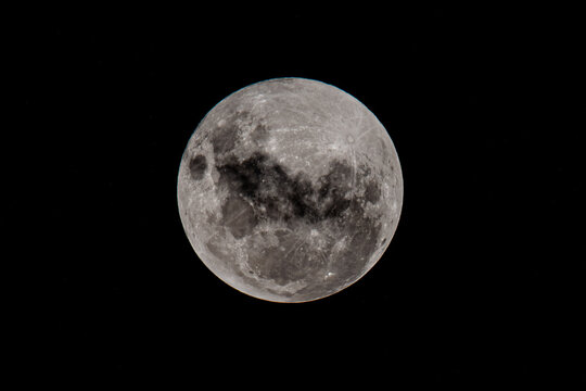 Partial Lunar Eclipse - Blood Moon, Full Moon and clouds