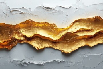 Elegant Abstract Japanese Pattern with Golden Brushstrokes on Textured White Paper