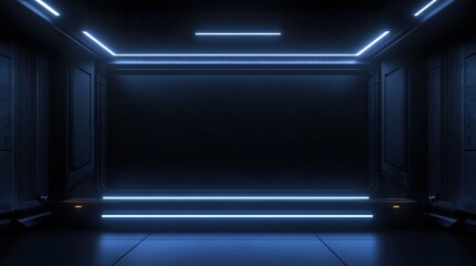 Fototapeta premium Futuristic Empty Corridor with Neon Lighting
