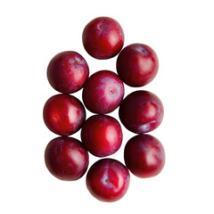 Ripe Red Plums on transparent background