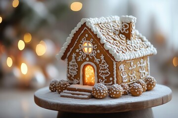 Christmas Family Tradition Kids Decorating Gingerbread House Cozy Holiday Scene