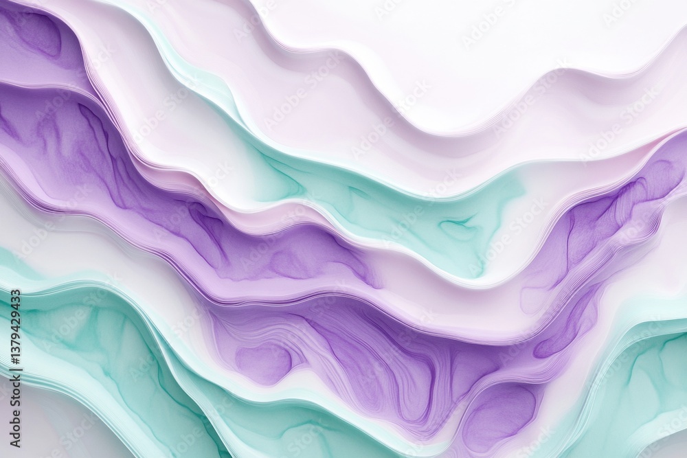 Poster abstract wavy layers of pastel colors. soft curves and smooth transitions create a visually calming 