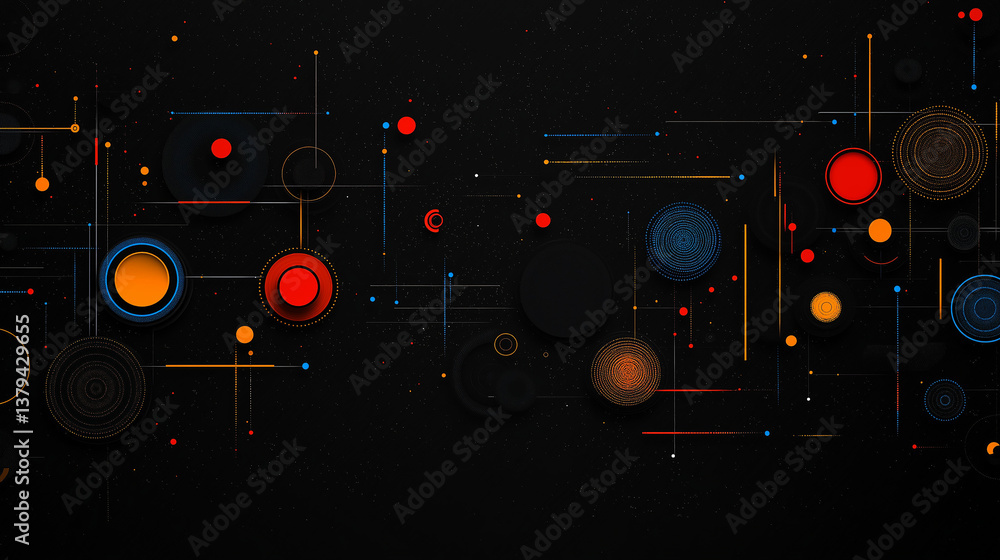 Poster abstract digital network with dynamic shapes