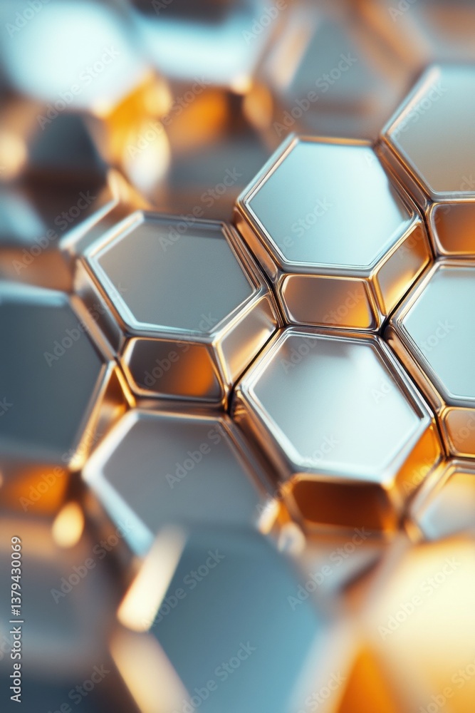 Poster abstract hexagonal metallic structure